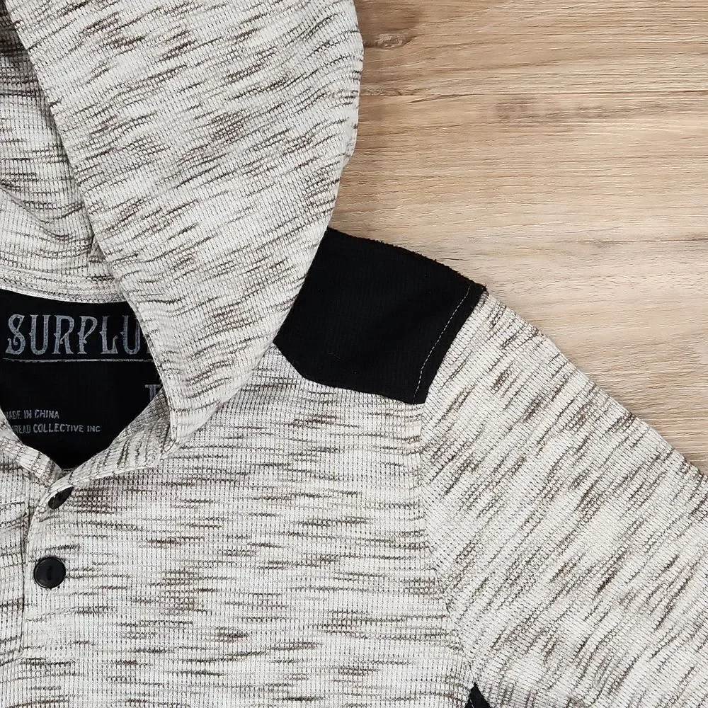 🧡Surplus Olive & White Variegated Long Sleeve Hoodie Large